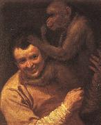 A Man with a Monkey, Annibale Carracci